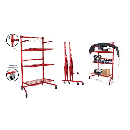 Pro-Tek Body Shop Rack With 3 Shelves EQ-300BSR